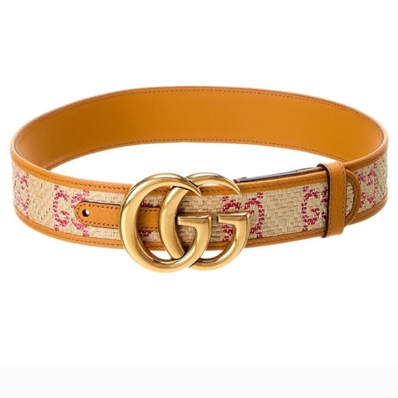 Gucci Accessories - Gucci Marmont Raffia 1 1/2" Wide Belt With Box And Dust Bag Size 90 / 36